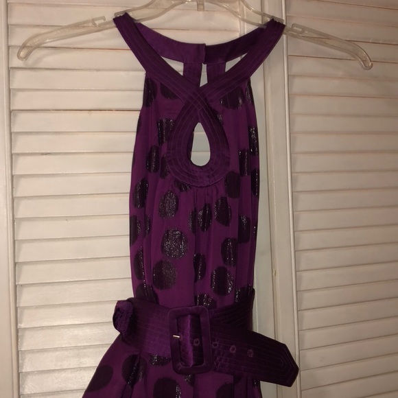 Tibi New York Purple Belted Polkadot Midi Dress - Picture 5 of 8